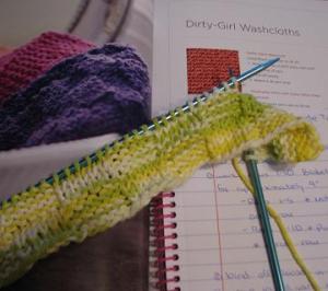 beginning of a basketweave knit dishcloth
